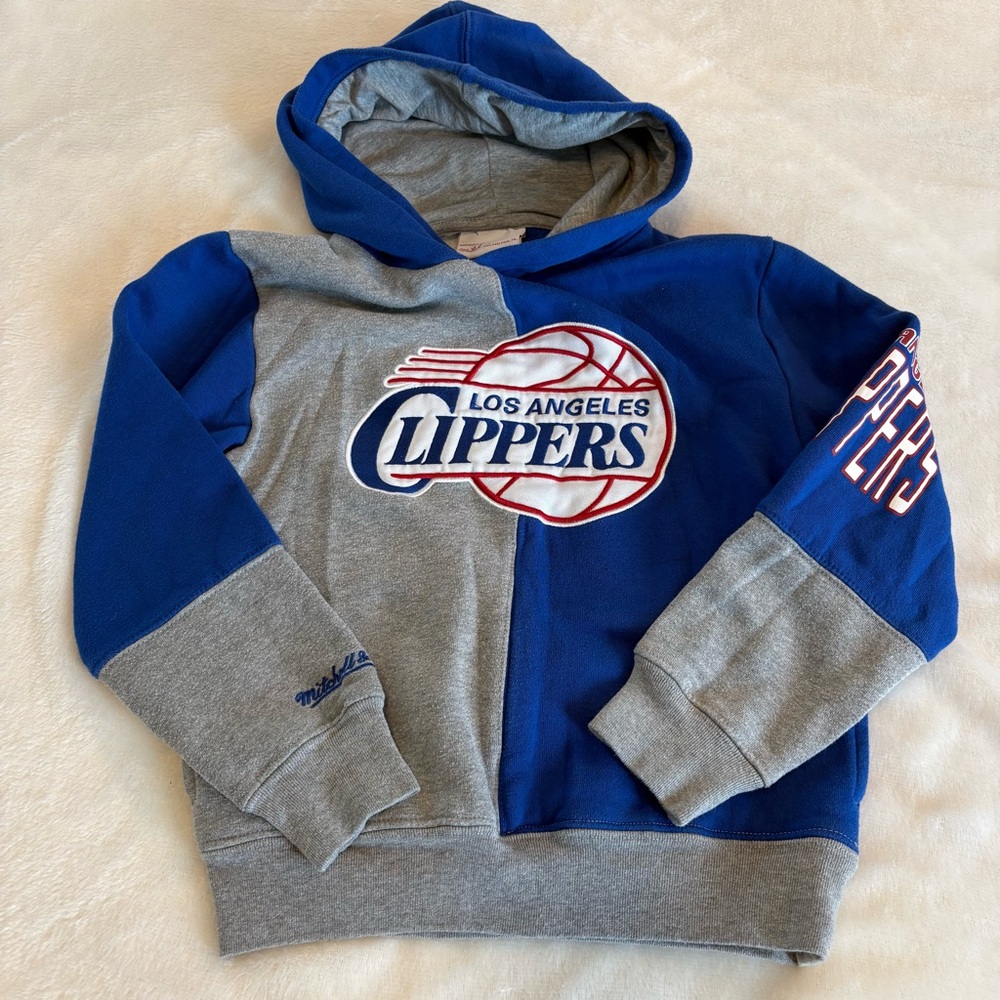 Mitchell & Ness Kids Los Angeles Clippers Blue and Gray Hoodie